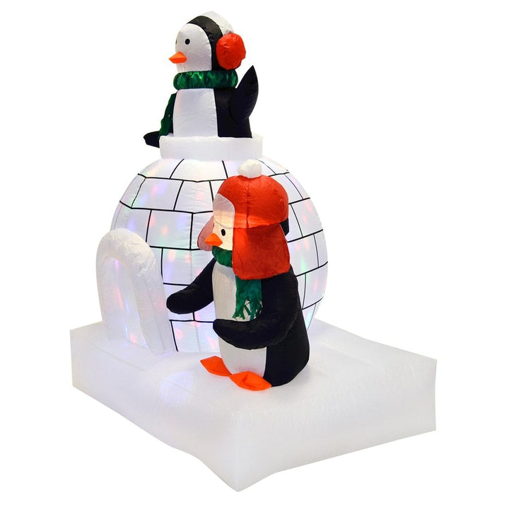 Giant 5ft Inflatable Disco Light Up Penguins Igloo Outdoor Christmas Decoration