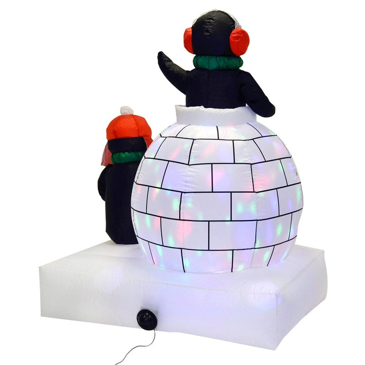 Giant 5ft Inflatable Disco Light Up Penguins Igloo Outdoor Christmas Decoration