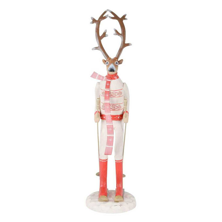 Skiing Reindeer Christmas Decoration Figure Ornament Festive White
