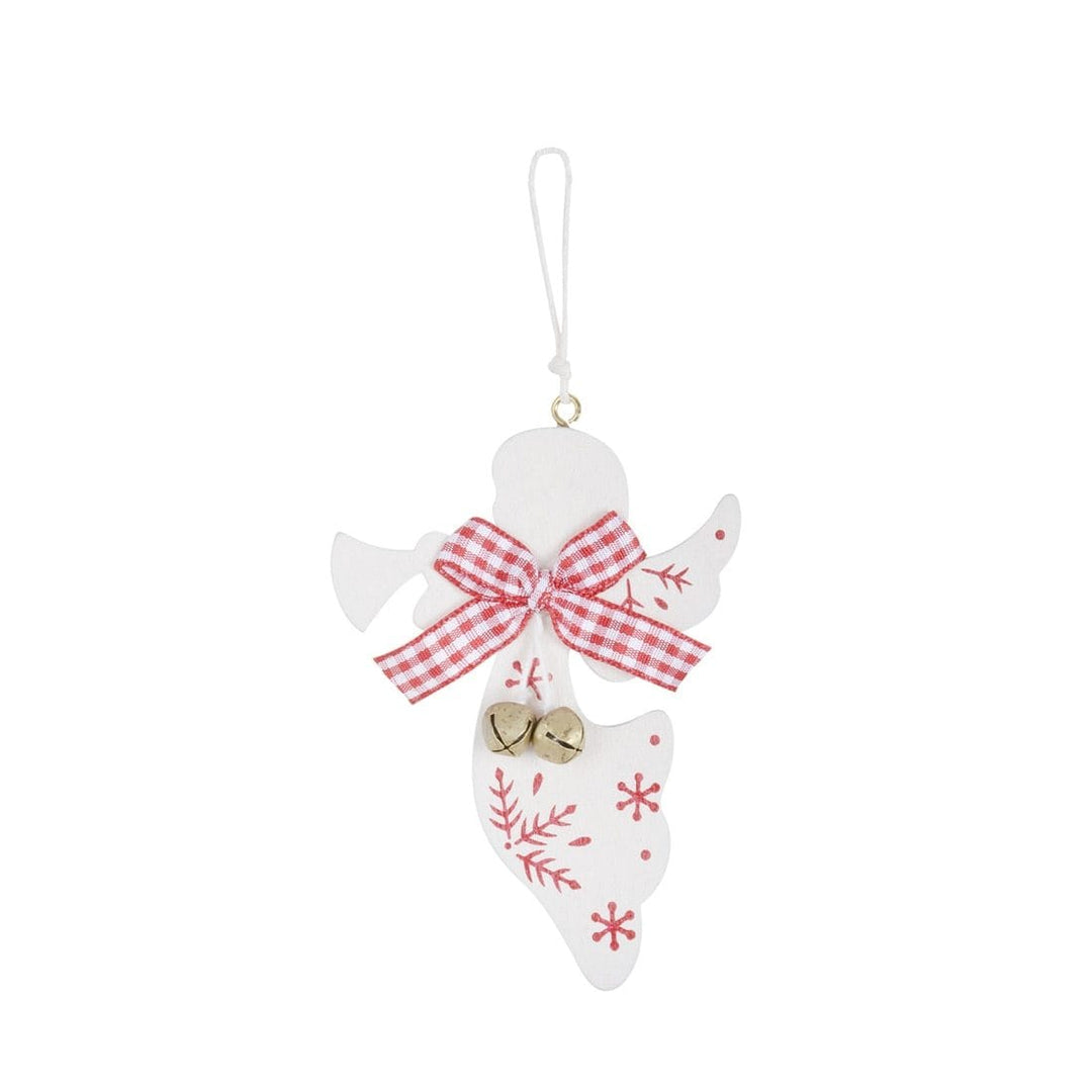 Set Of 6 Angel Christmas Tree Decorations Wooden Boxed