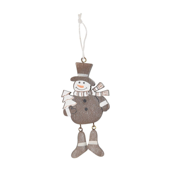 Set Of 6 Novelty Christmas Wooden Tree Decorations Boxed