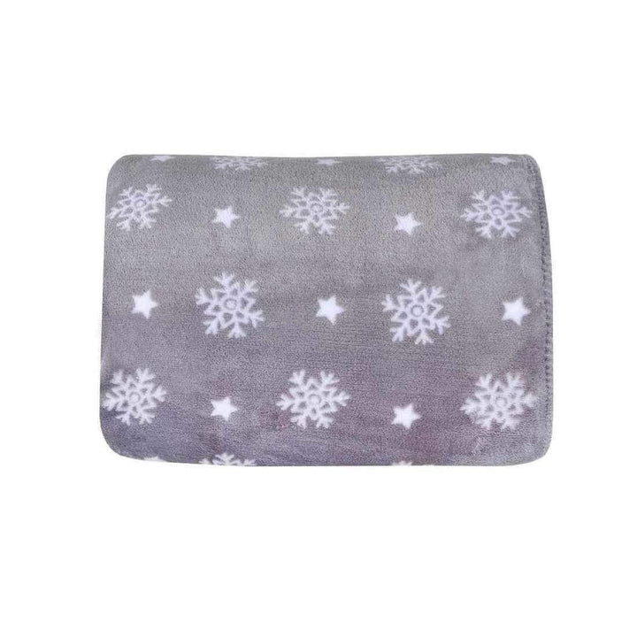Snowflake Sherpa Lined Fleece Blanket Throw Soft 150 x 200cm Grey / 150 x 200cm