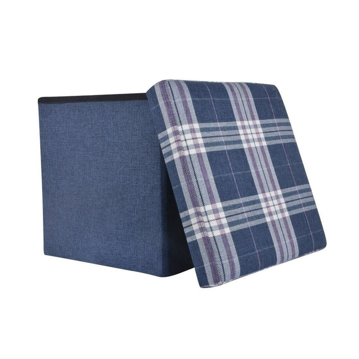 Folding Storage Ottoman Cube With Foam Lid Assorted Colours Blue