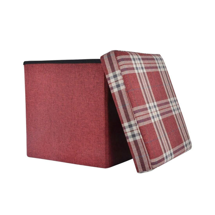 Folding Storage Ottoman Cube With Foam Lid Assorted Colours Red