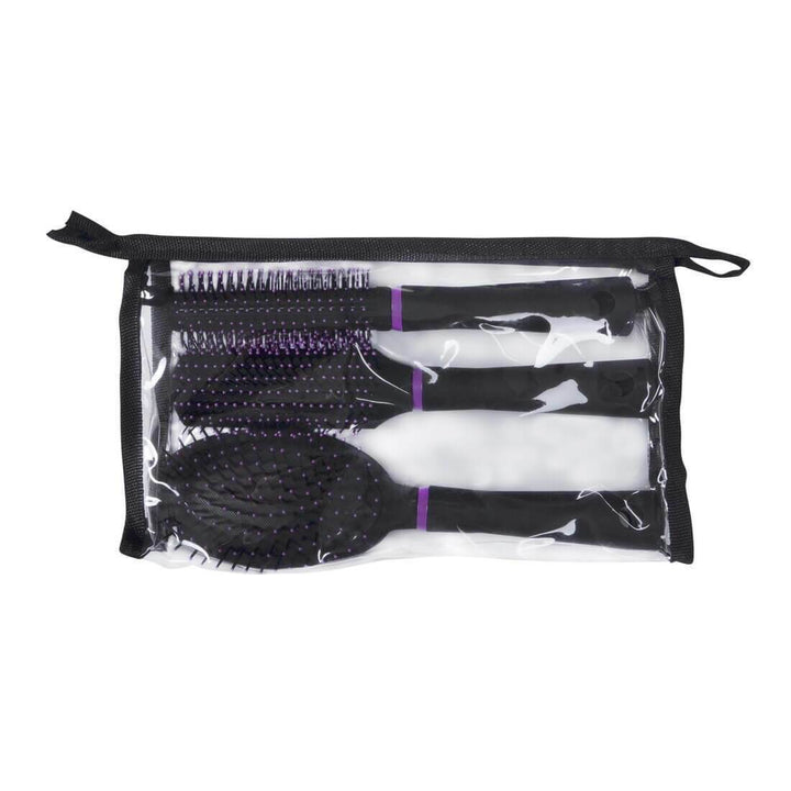 3 Piece Hair Brush Styling Set Transparent Bag