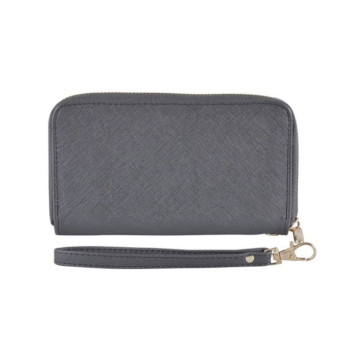 Womens Purse Classic Britt Faux Leather Clip On Wrist Strap Grey