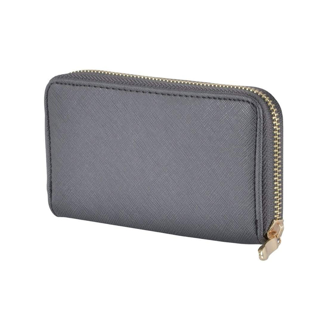 Fara Womens Purse Soft Faux Leather With Zip Fastening Grey