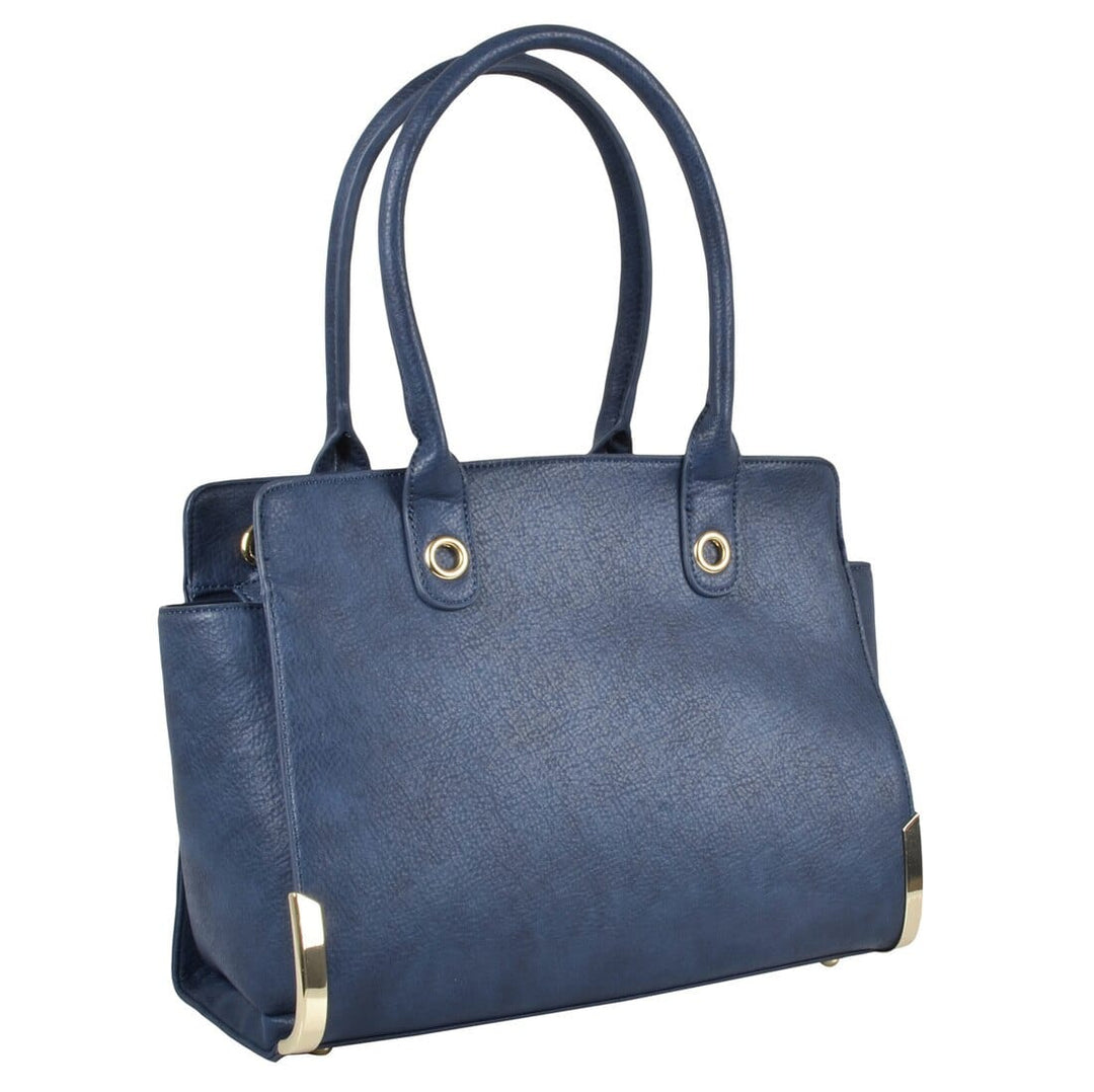 Womens Dakota PU Leather Handbag Shoulder Bag Fashion Tote Navy