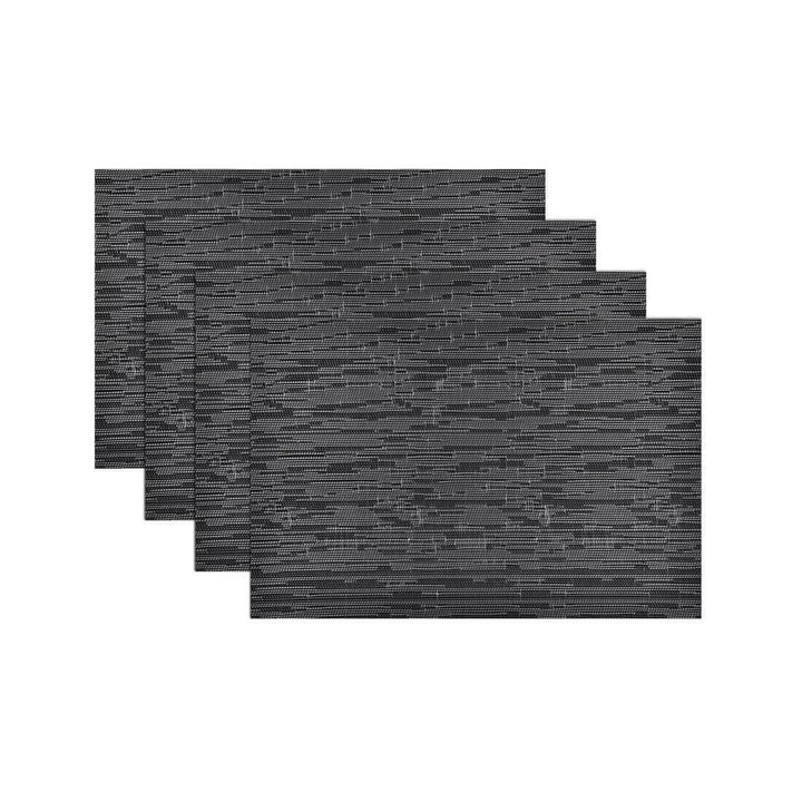 4 Woven PVC Textilene Placemats Dining Kitchen Table Mats Black/Silver