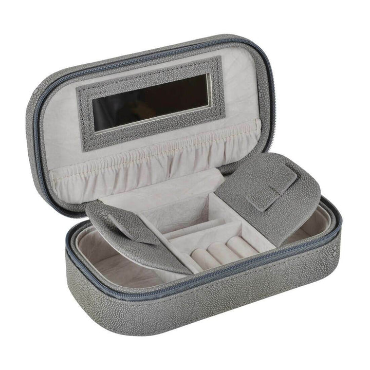 Travel Jewellery Case With Mirror Zip Faux Leather Box