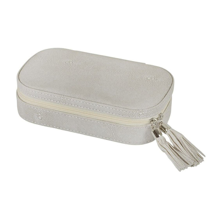 Travel Jewellery Case With Mirror Zip Faux Leather Box