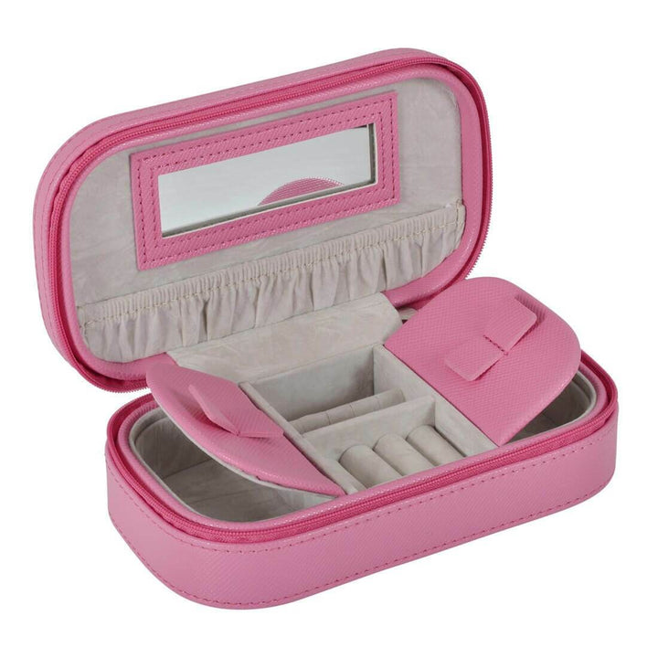 Travel Jewellery Case With Mirror Zip Faux Leather Box
