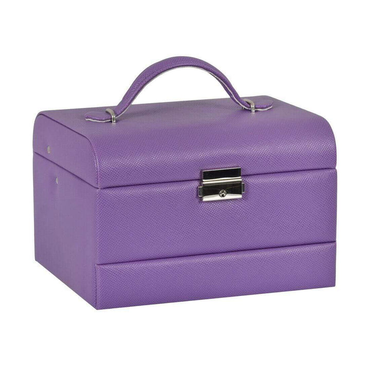 Lockable Faux Leather Jewellery Box With Three Drawers Purple / 8"