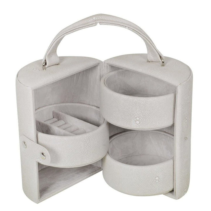 Cylinder Barrel Shaped Jewellery Box With Three Tiers