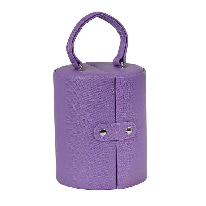 Cylinder Barrel Shaped Jewellery Box With Three Tiers Purple