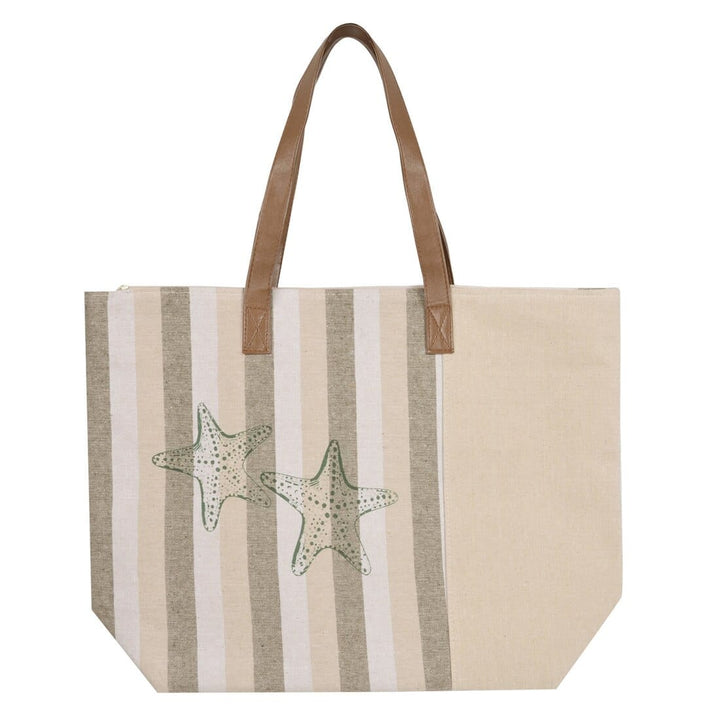 Womens Starfish Canvas Beach Shoulder Bag Shopping Tote Green
