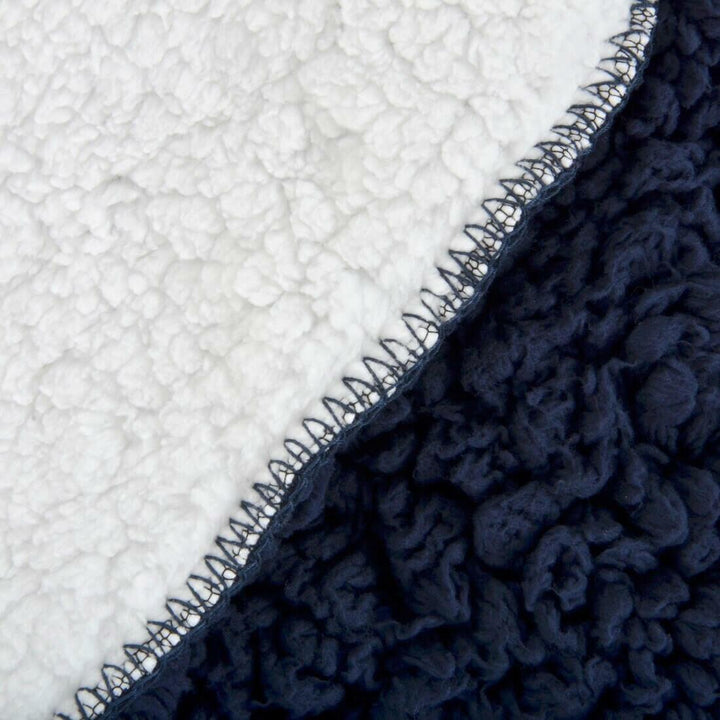Double Layer Sherpa Super Soft Fleece Blanket Home Sofa Bed Throw Navy / 150 x 200cm