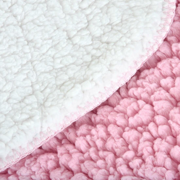 Double Layer Sherpa Super Soft Fleece Blanket Home Sofa Bed Throw Pink / 150 x 200cm