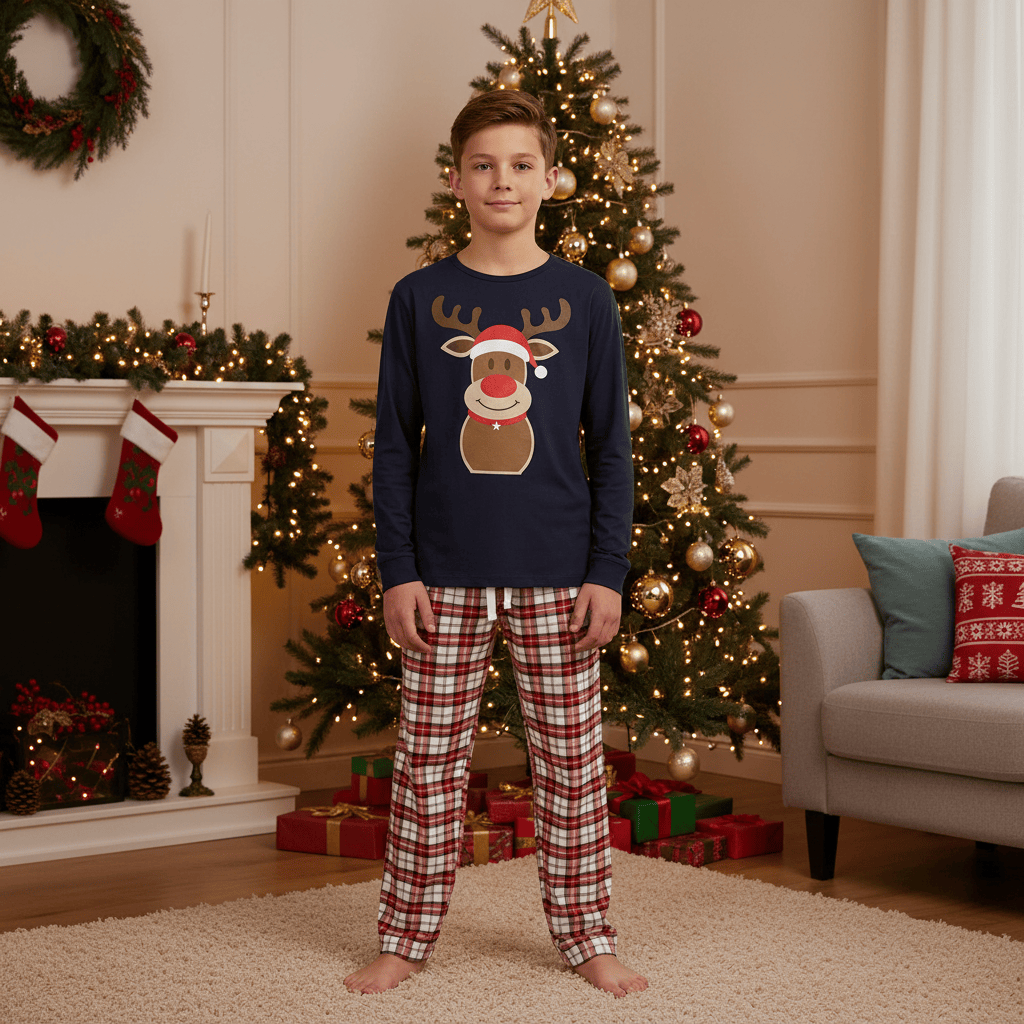 Buy Kids Christmas Pyjama Set Rudolph Print Red Navy | XS Stock – XS ...