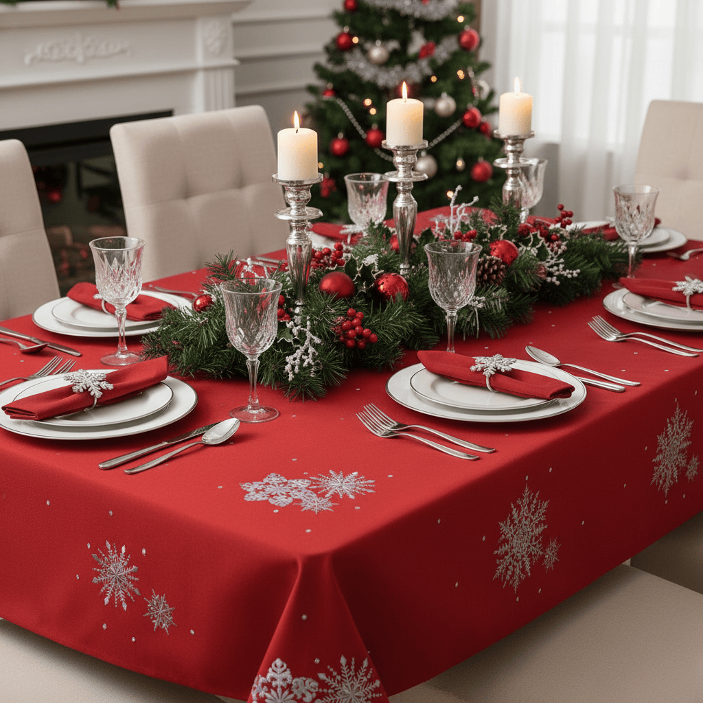 Fabric Christmas Tablecloths Table Covers / Napkins
