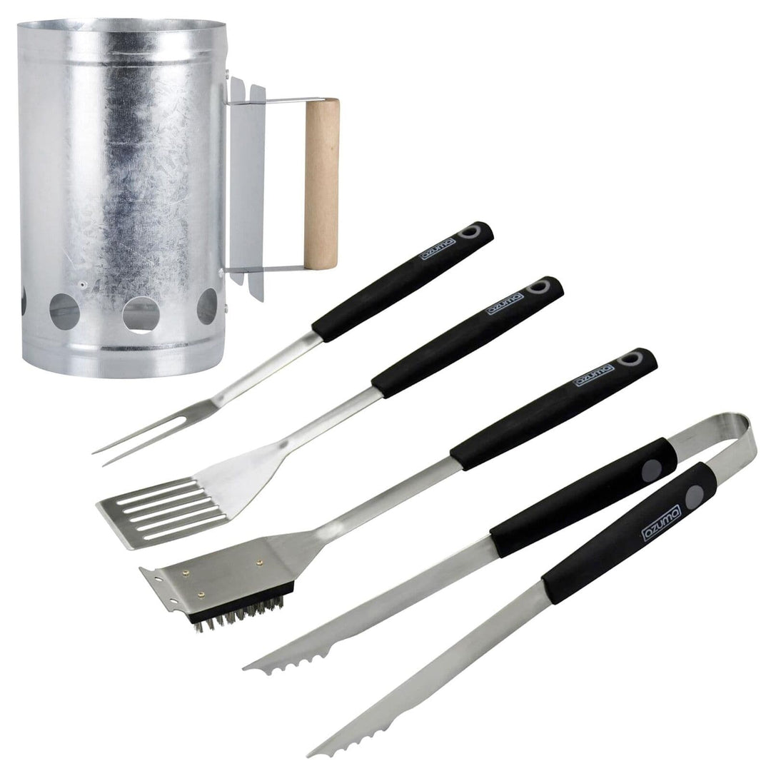 Azuma BBQ Chimney Starter & 4 Piece Tool Set Charcoal Barbecue Kit