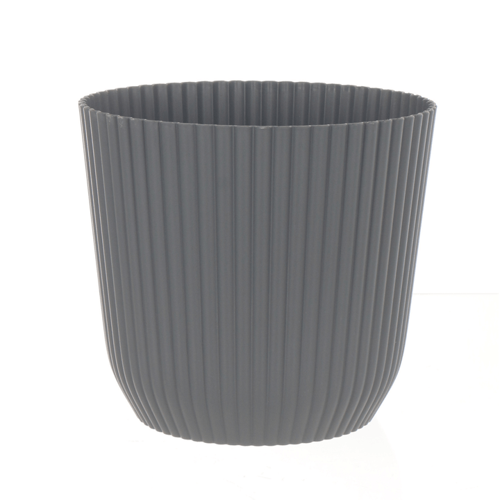 anthracite grey planter with ridged edges on white background