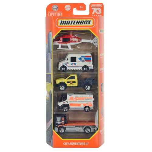 Matchbox 5 Pack Vehicles Basic Series Die-Cast Metal Cars 1:64