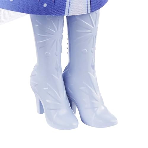 Close up of the blue boots on a Disney Frozen Elsa fashion doll