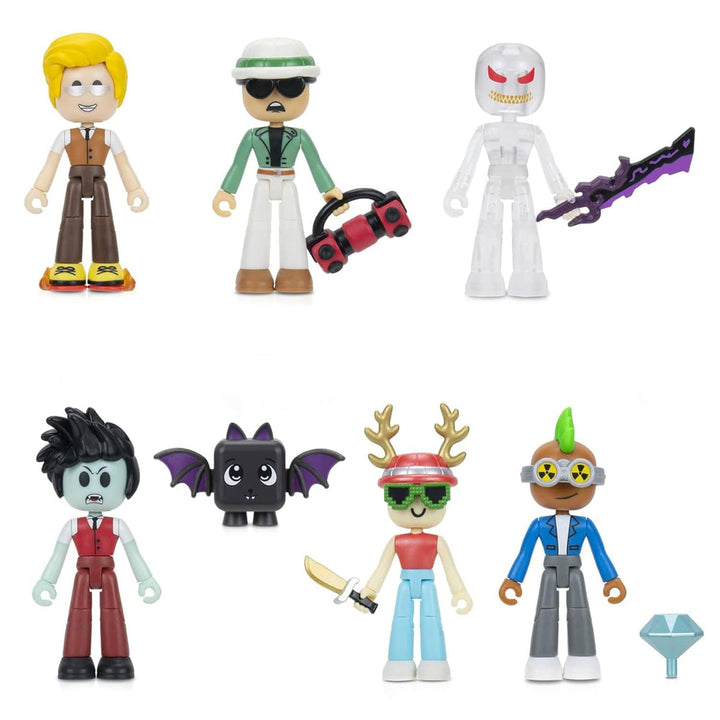 6 action figures from Murder Mystery 2 game with accessories