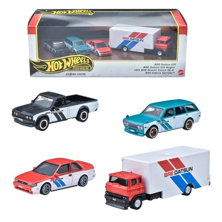 Hot Wheels pack of 4 diecast BRE Datsun van and cars for collectors