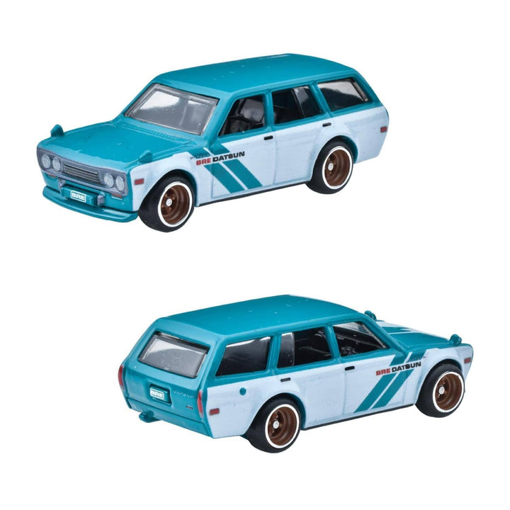 Front and back view of a BRE Datsun estate car