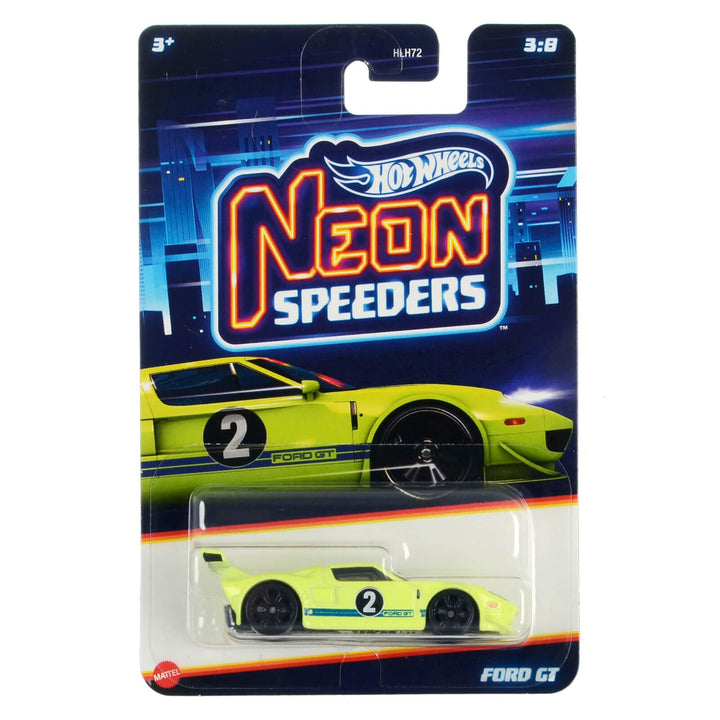 HLH72 3/8 Lime Green Ford GT Neon Speeders Hot Wheels die-cast metal car