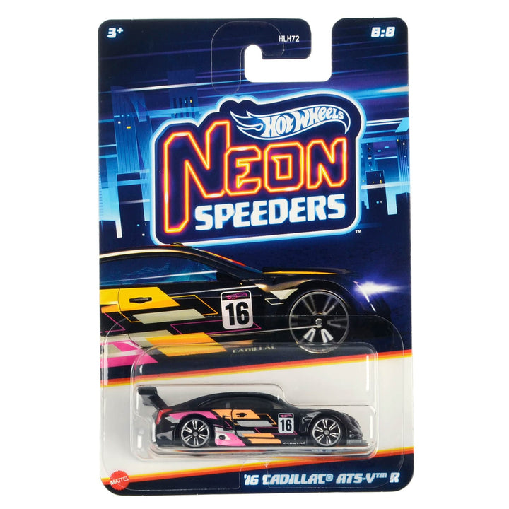 HLH72 8/8 Black and pink Cadillac ATS-V Neon Speeders Hot Wheels die-cast metal car