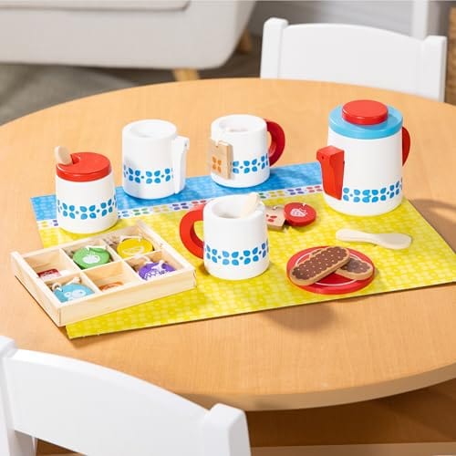 Melissa & Doug Wooden Steep & Serve Tea Set Toy Pretend Play Food Cups