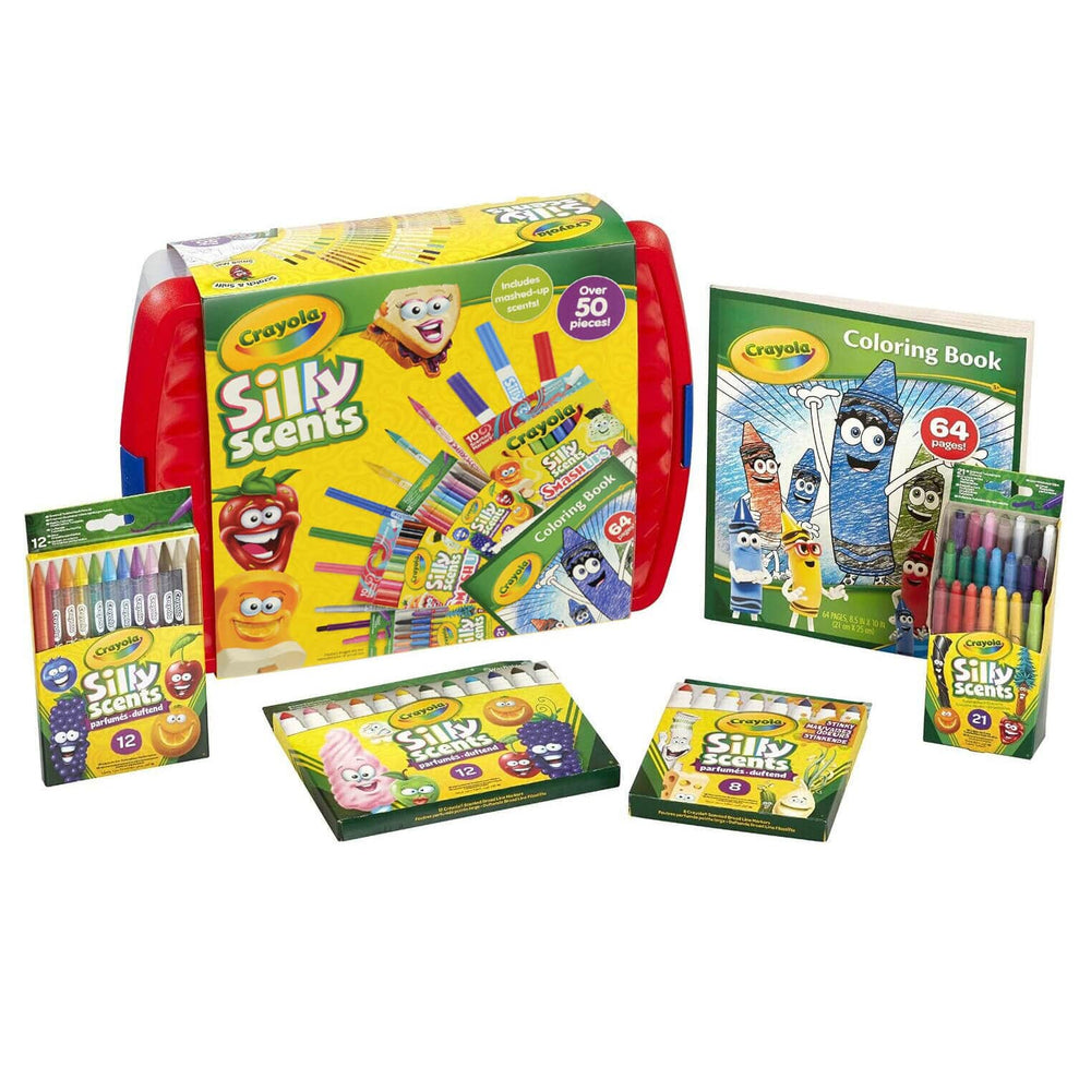 Crayola Silly scents activity box with markers pencils crayons and colouring book