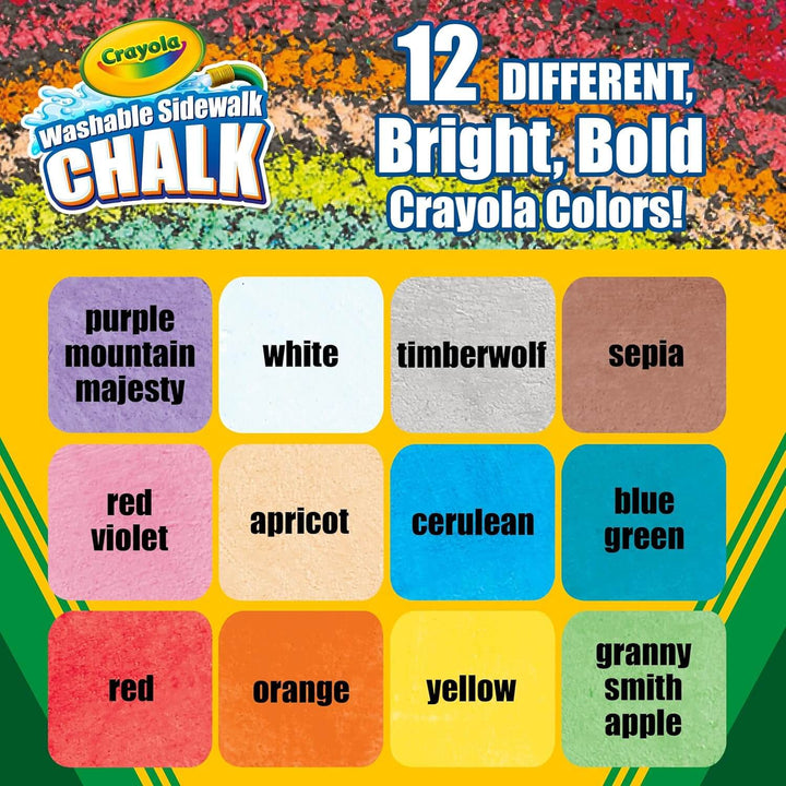 12 different bright and bold coloured washable chalk