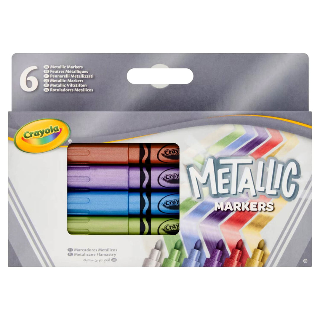 Pack of 6 Crayola Metallic Markers in assorted metal colours