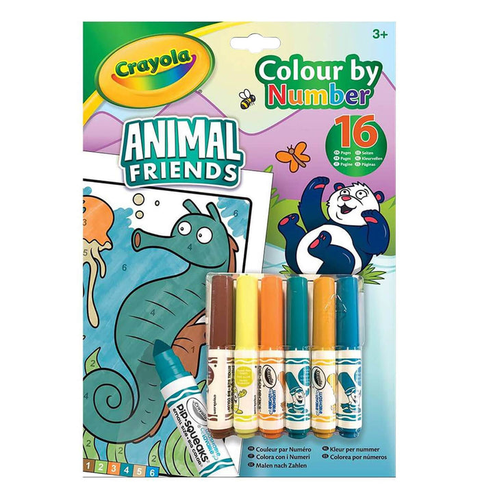 Crayola Colour By Number book with 16 ages and 6 pip-Squeaks markers
