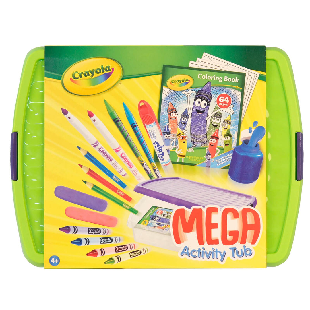 Crayola Mega Activity Tub in storage case with green lid