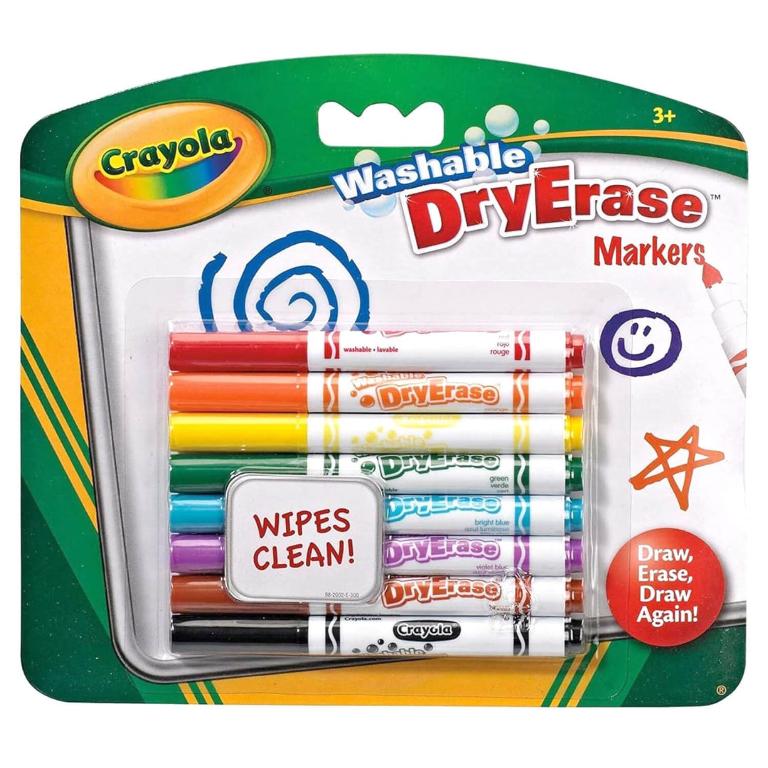 Pack of 8 brightly coloured Washable Dry Erase Marker pens