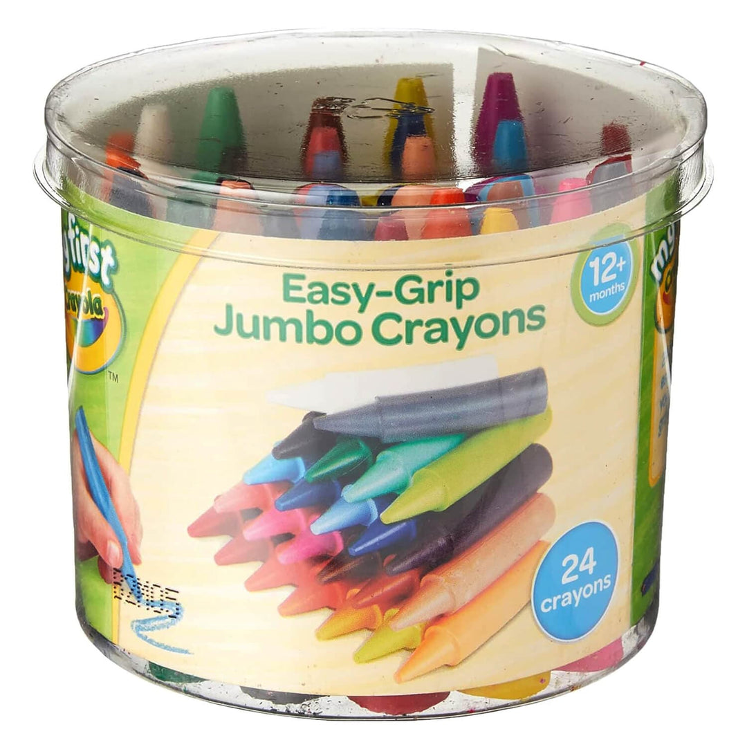 Tub of Easy Grip Jumbo Crayons in 24 assorted colours