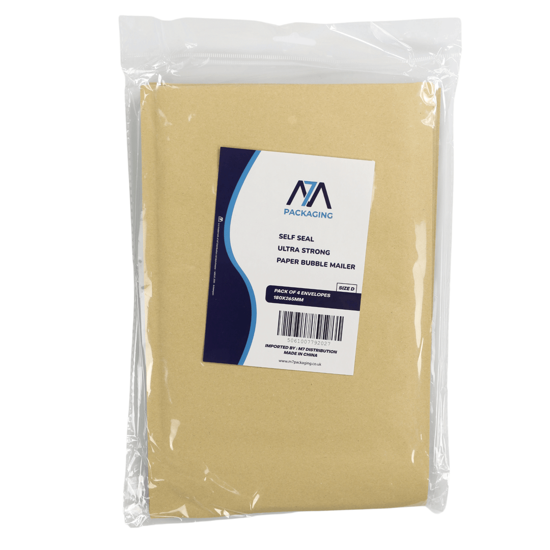 4 Pack Brown Paper Envelope Bubble Padded Mailer Self Seal 180 x 265mm