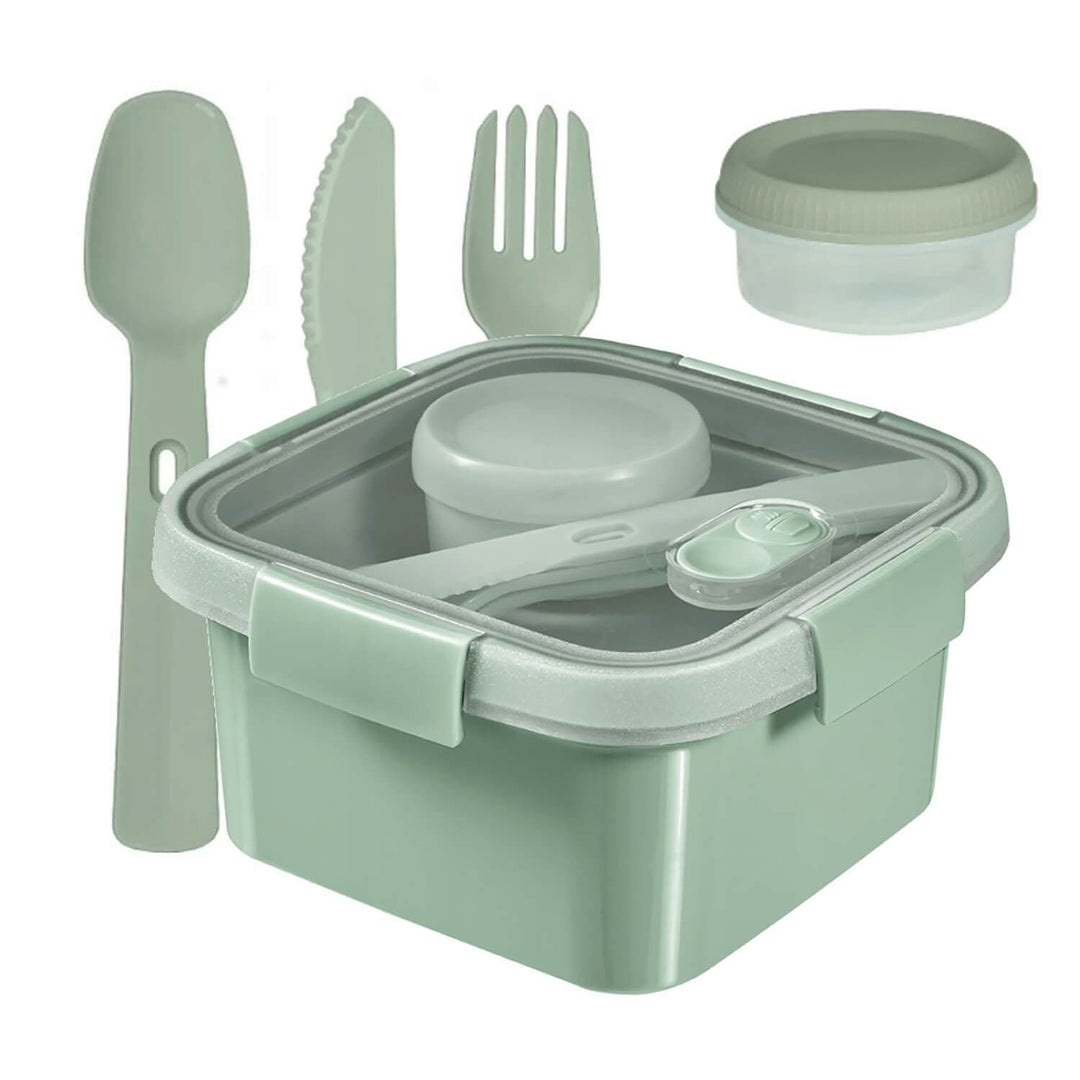 Curver eco line sage green food container with dip tub and cutlery