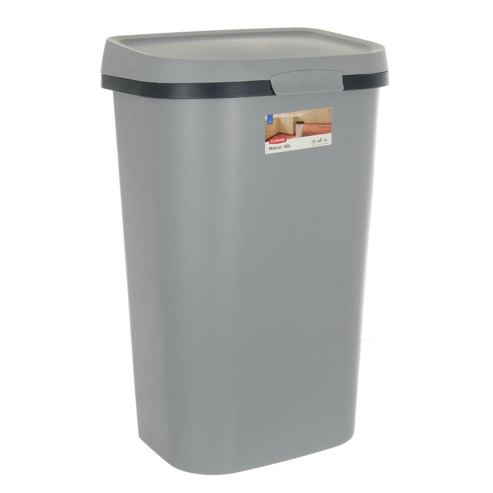 Grey and black Mistral 50L kitchen bin