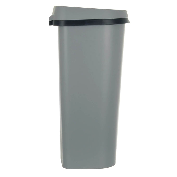 Side view of a grey flat top kitchen bin