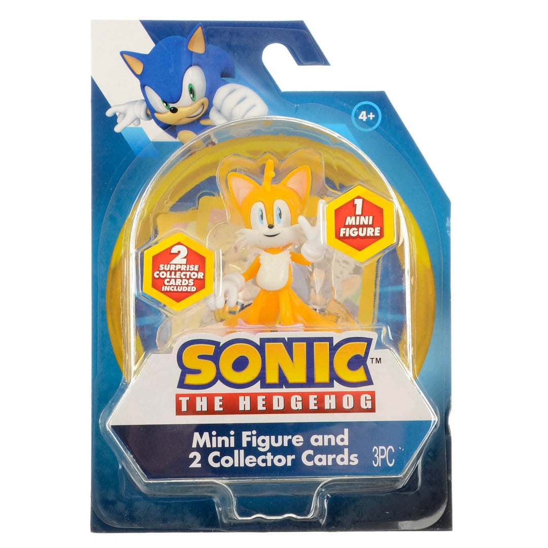 Tails character from Sonic the Hedgehog mini figure in pack with 2 collector cards