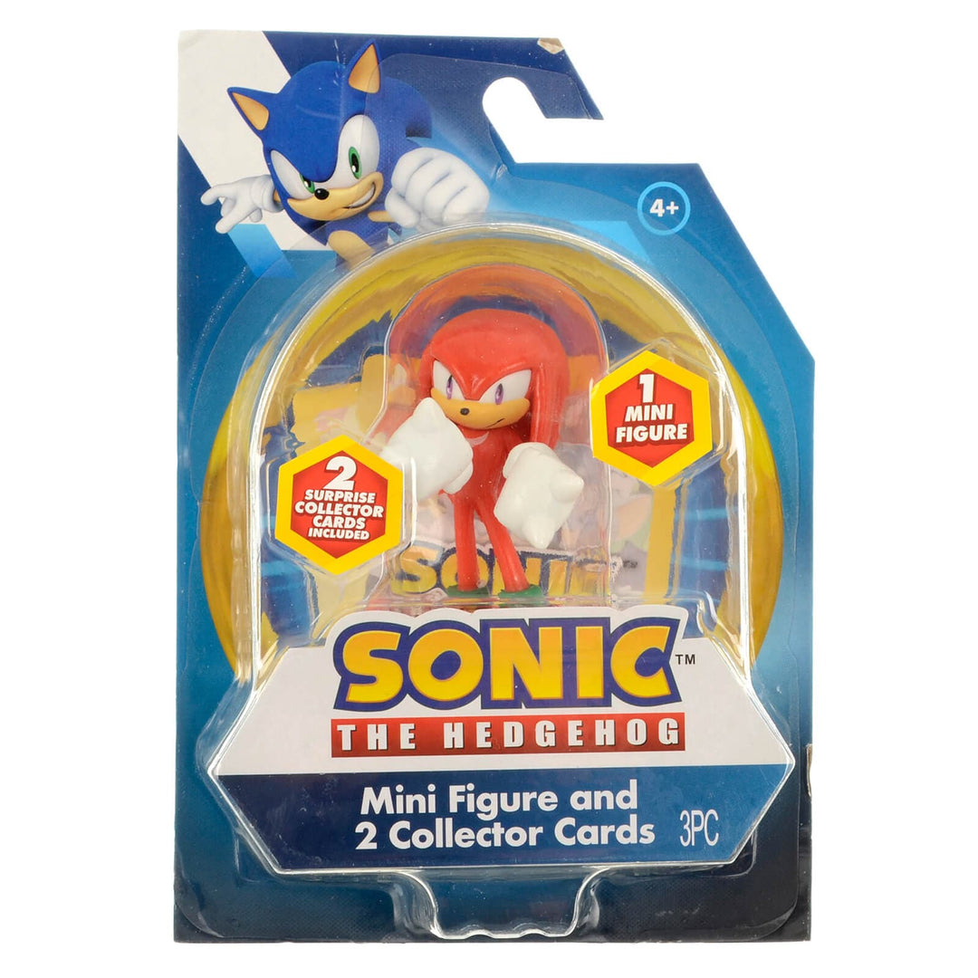 Knuckles character from Sonic the Hedgehog mini figure in pack with 2 collector cards