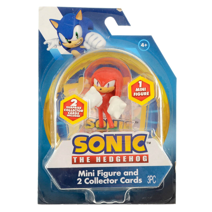Knuckles character from Sonic the Hedgehog mini figure in pack with 2 collector cards