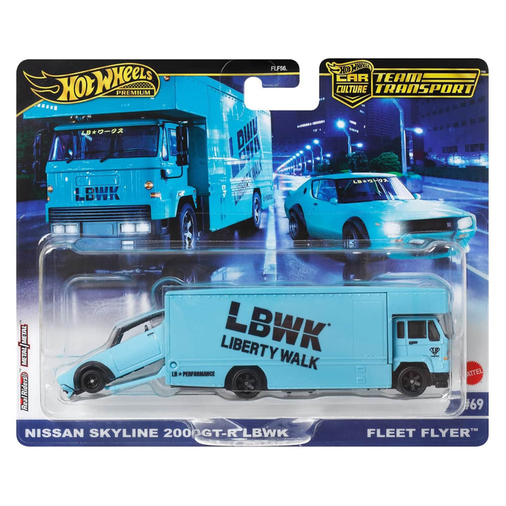 Hot Wheels Team Transport number 68 Nissan Skyline with 2 die-cast vehicles