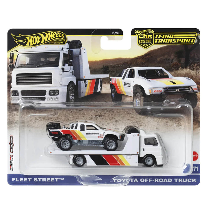 Hot Wheels Team Transport number 71 Toyota off-road truck with 2 die-cast vehicles